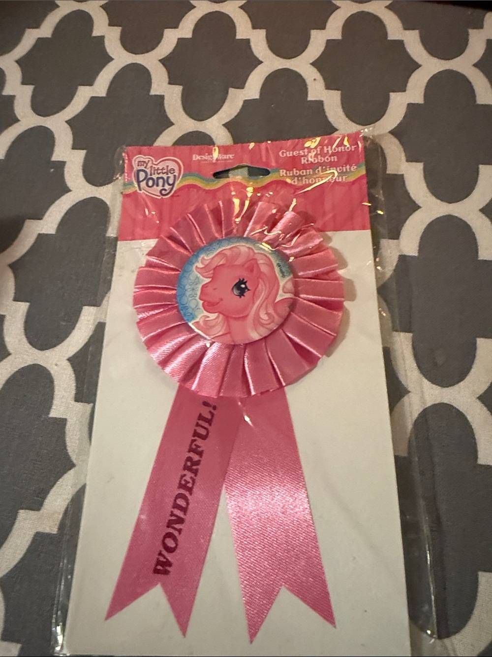 My Little Pony Pink Guest of Honor Ribbon with Pony Center